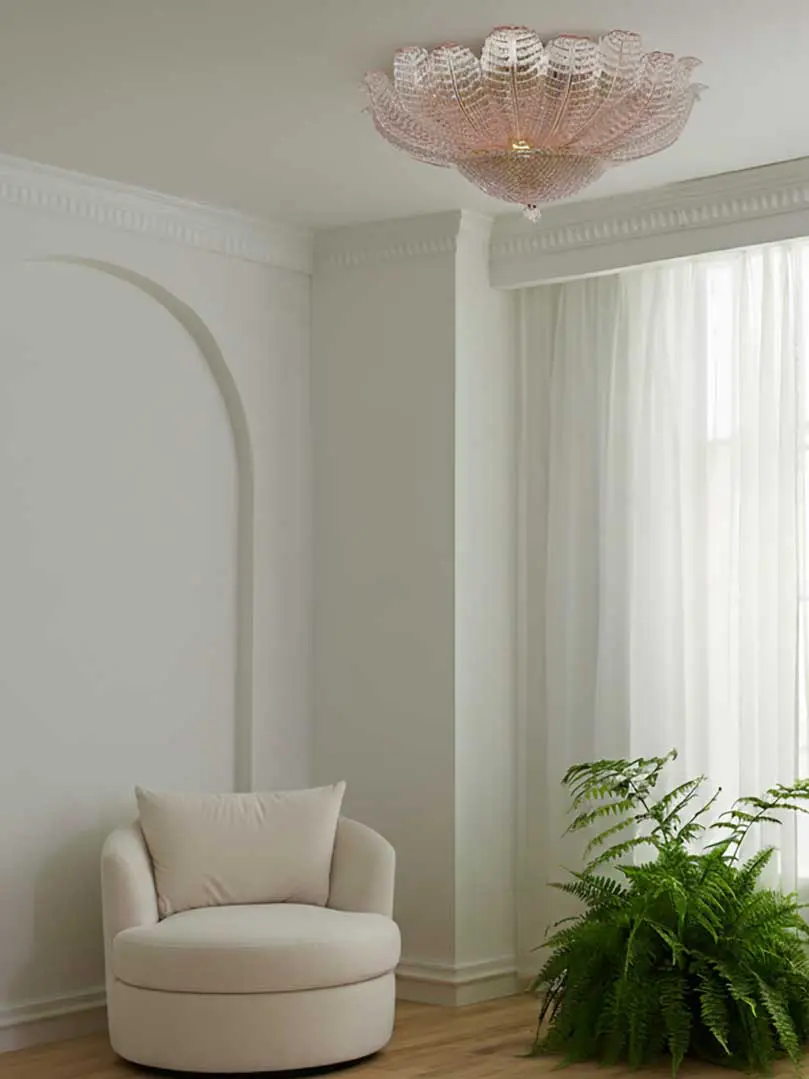 Murano taklampa – Blomst – Rosa