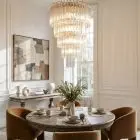 111 prism Murano chandelier hanging in a diningroom
