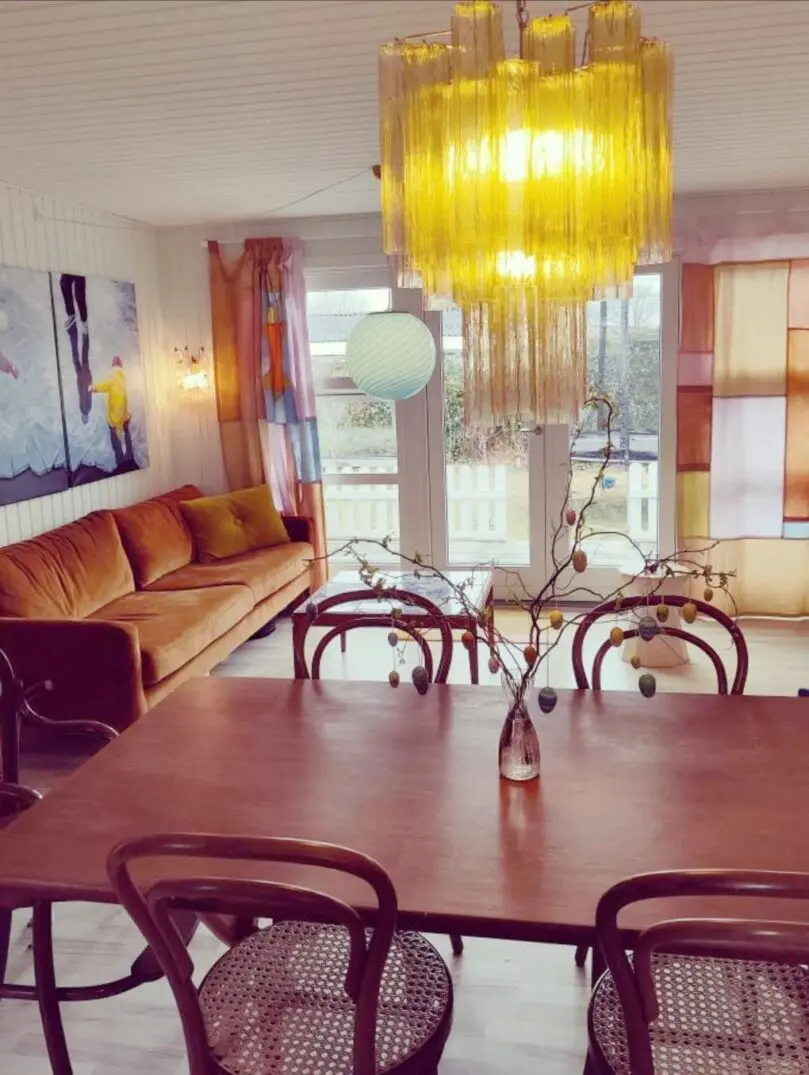 Murano ljuskrona – 30 rör – Klar bärnsten/Gul Glas