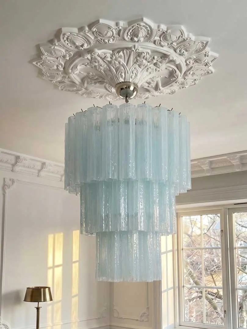Murano ljuskrona – 52 rör – Opal