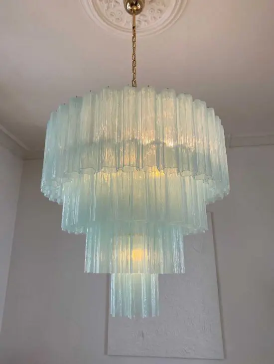 Murano ljuskrona – 78 rör – Opal