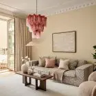 9530 - Alabaster pink murano chandelier - Cherry Vintage Interior