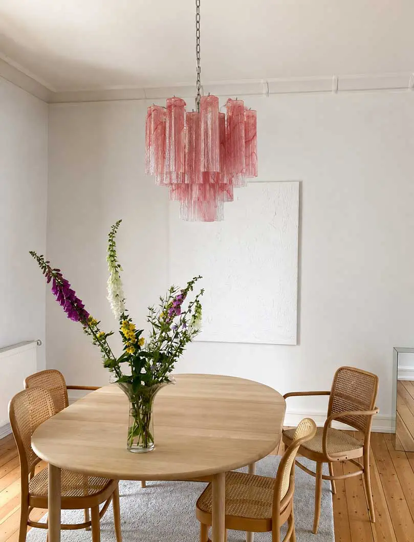 Murano ljuskrona - 36 rör - Alabaster Rosa