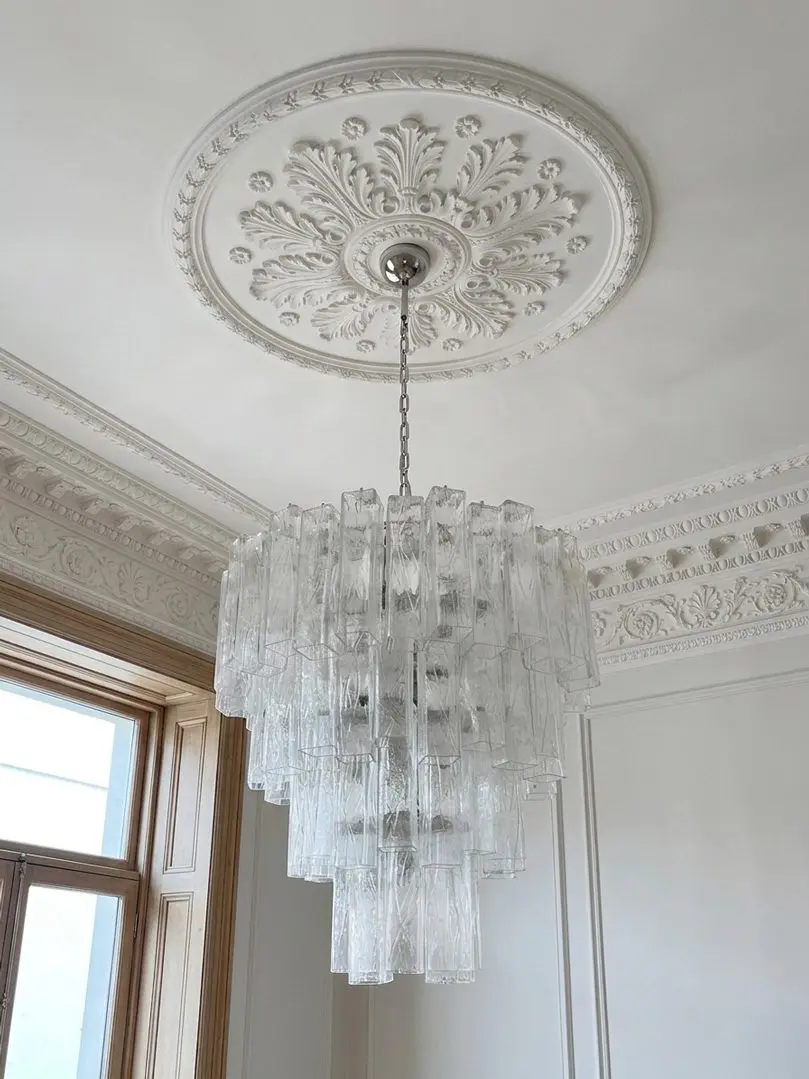 Murano ljuskrona - 80 rör - Transparent - Quadrati