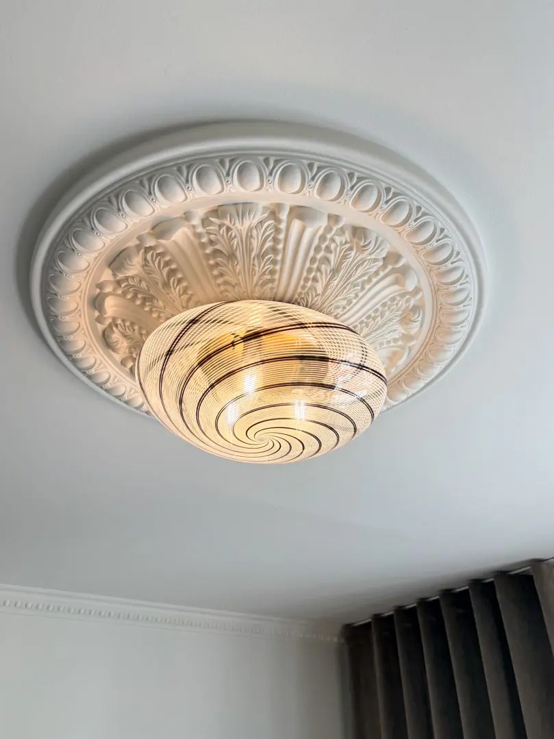 Vintage Murano Swirl Plafond Svart 39 cm