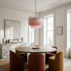107 pink prisms Murano chandelier in livingroom
