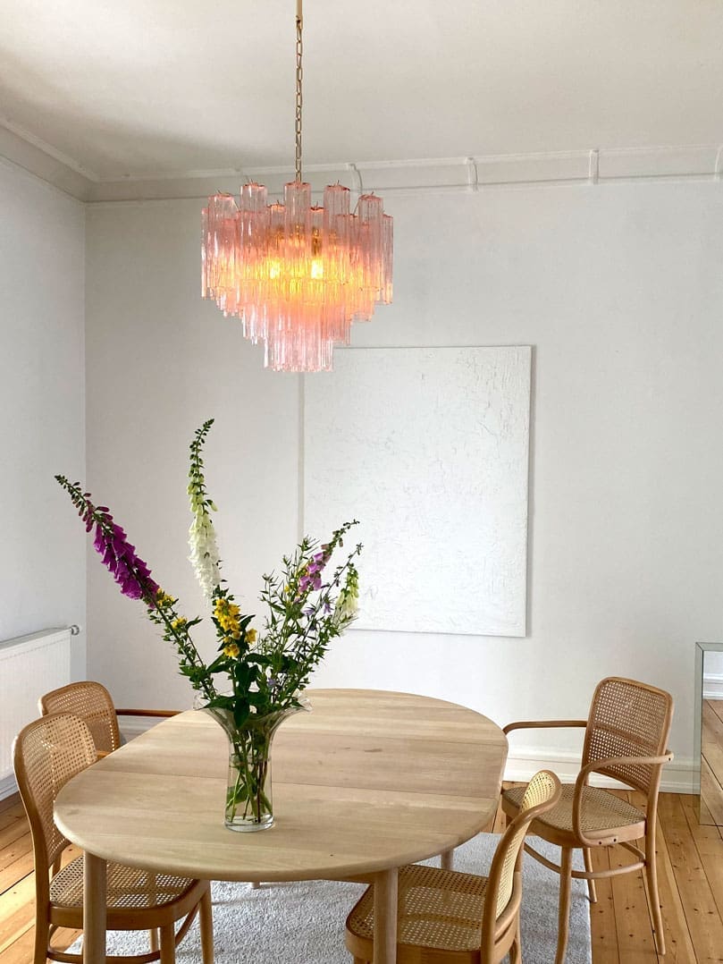 Murano ljuskrona – 36 rör – Rosa Krom patinerad