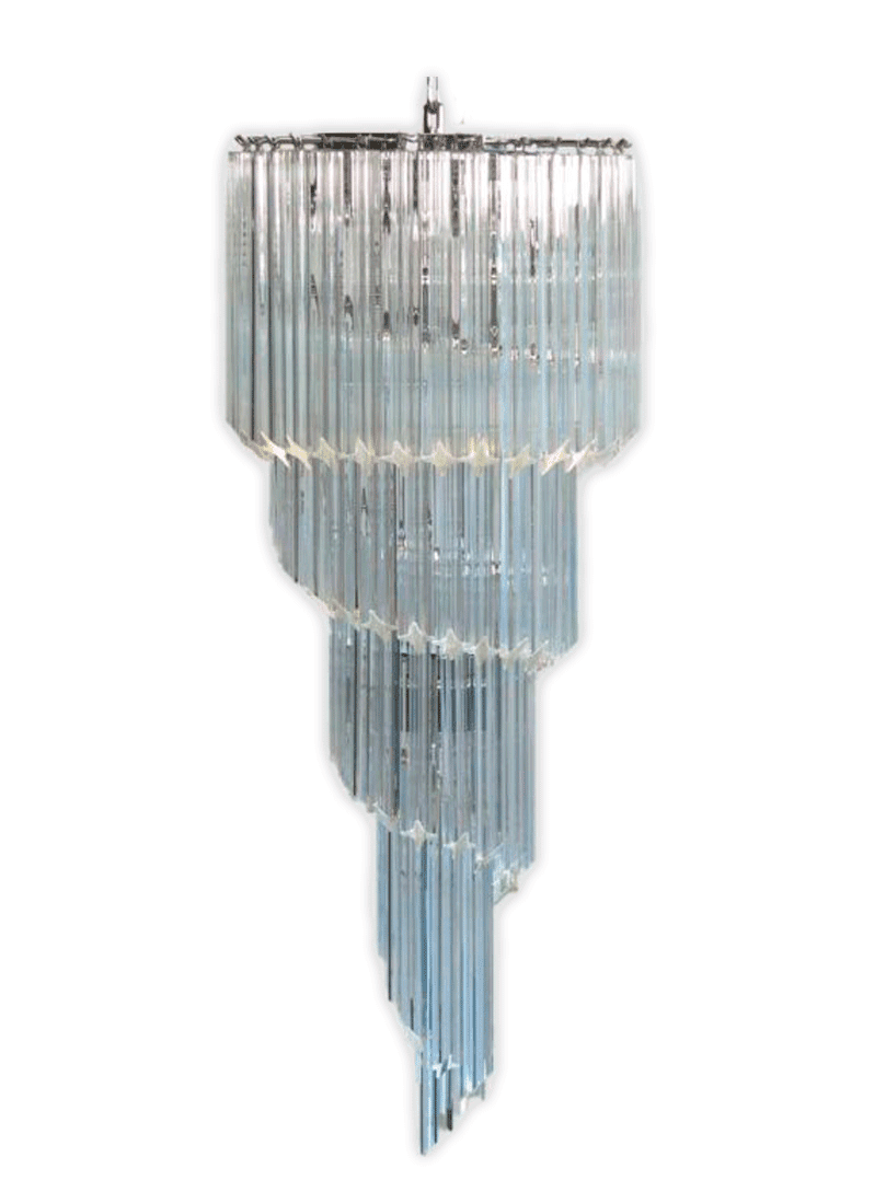 Murano ljuskrona - Spiral - 86 prismer - klar