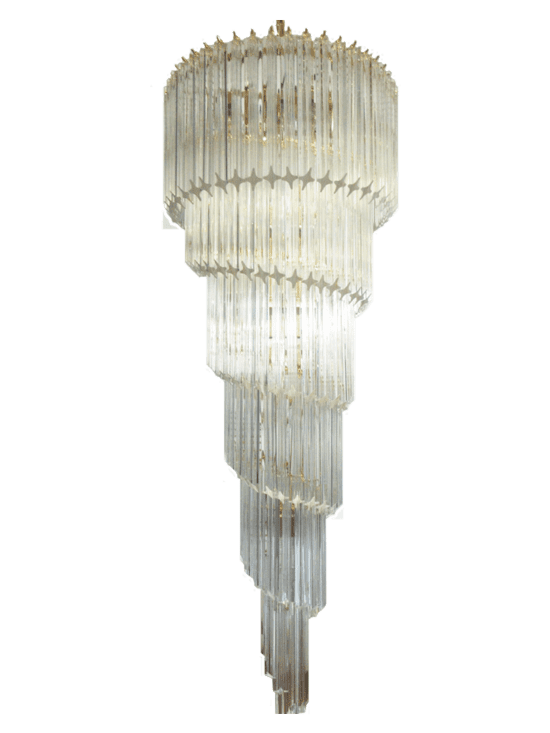 Murano ljuskrona - Spiral - 166 prismer - klar