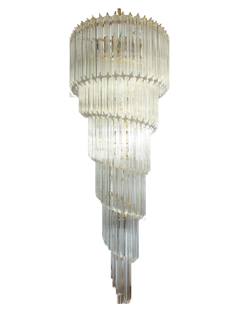Murano ljuskrona - Spiral - 166 prismer - klar