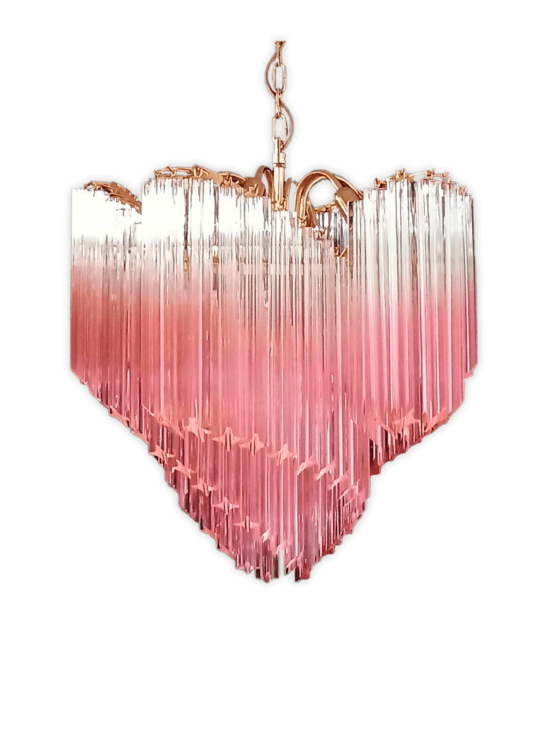 Murano ljuskrona - Viennetta -114 prismer - Rosa
