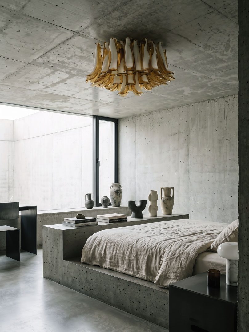 64 petals lattimo caramel Murano ceiling light hanging in bedroom