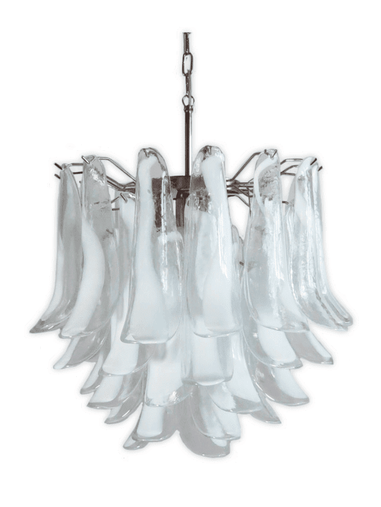 Murano ljuskrona - 41 kronblad - klar / vit