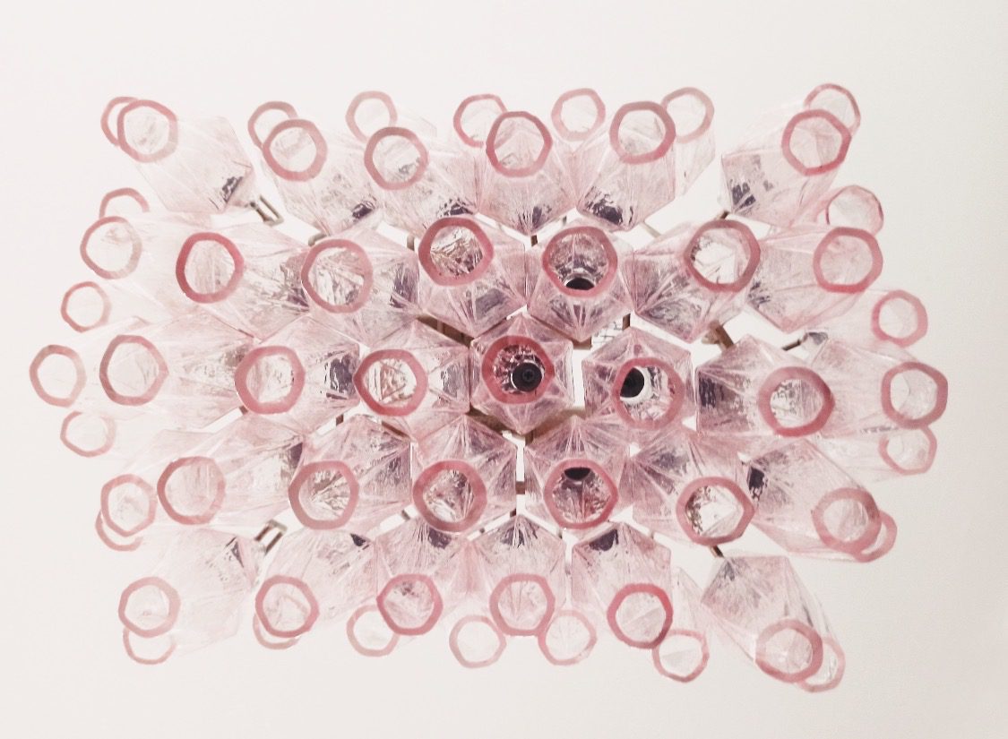 Murano Lysekrone - Poliedri - 56 glas - rosa