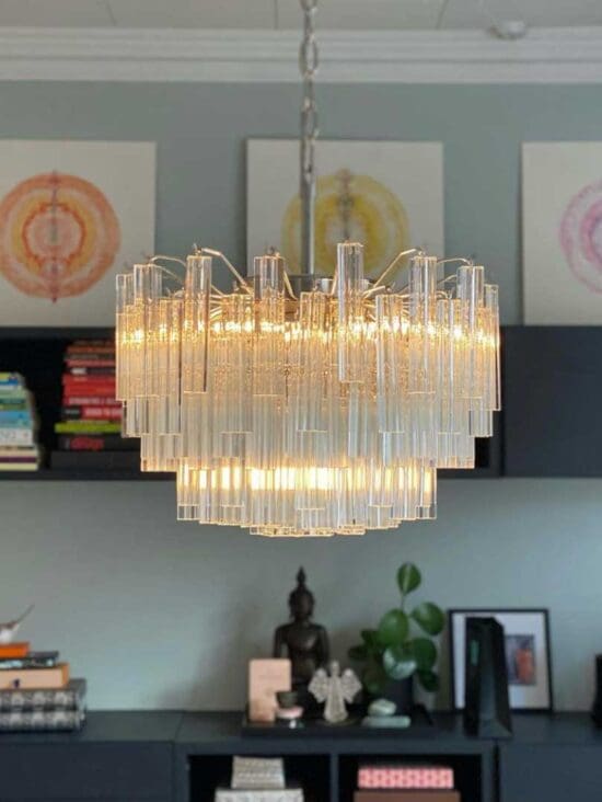 Murano ljuskrona – 107 prismer – Klar
