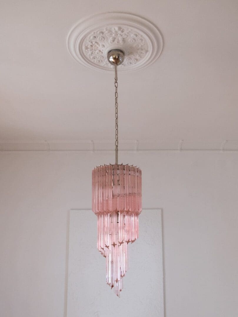 Murano ljuskrona – Spiral – 54 prismer – Rosa