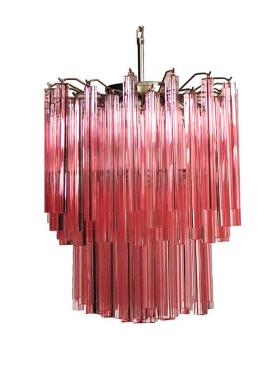 Murano ljuskrona – 107 prismer – Rosa