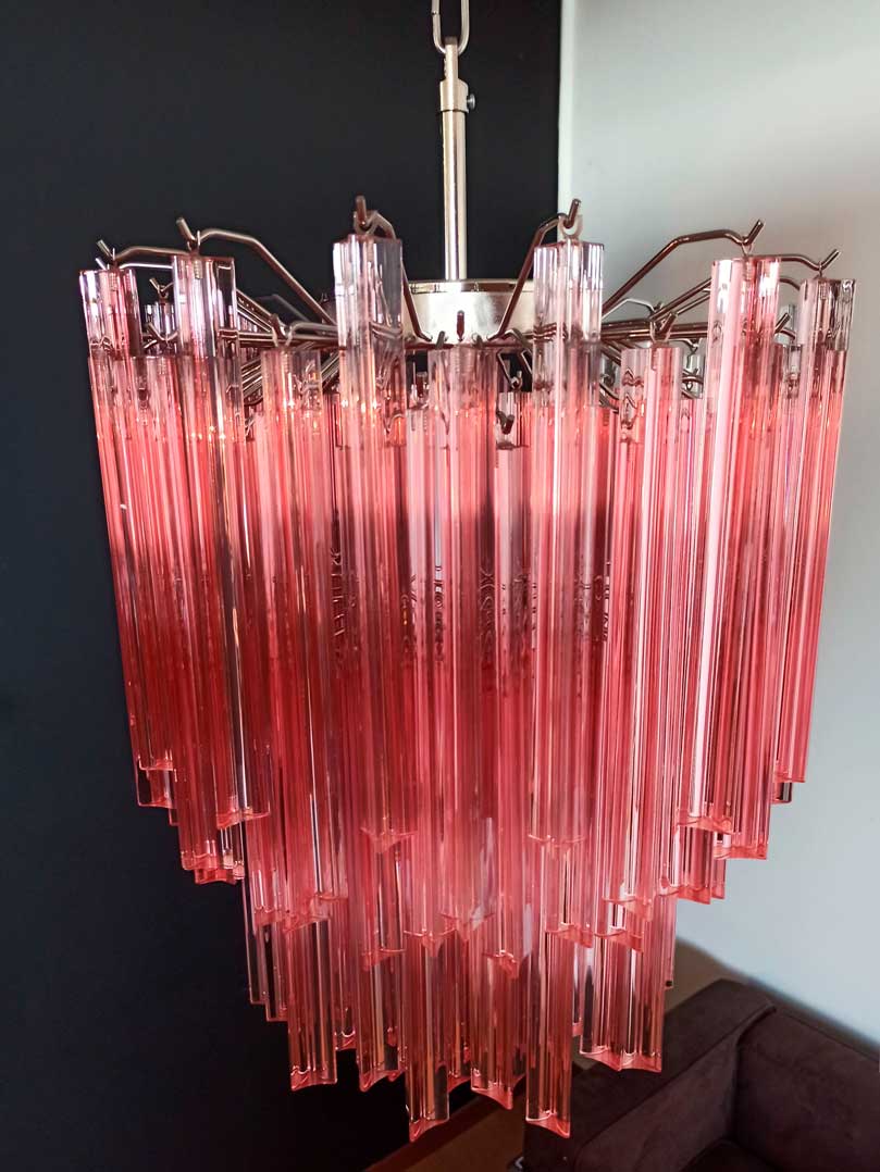 Murano lysekrone 107 prismer rosa