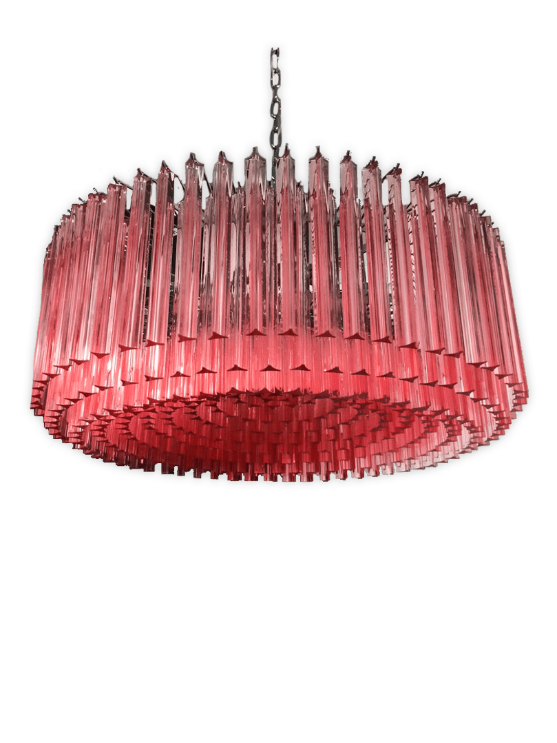 Murano ljuskrona - Triedri Runda - 265 prismer - Pink
