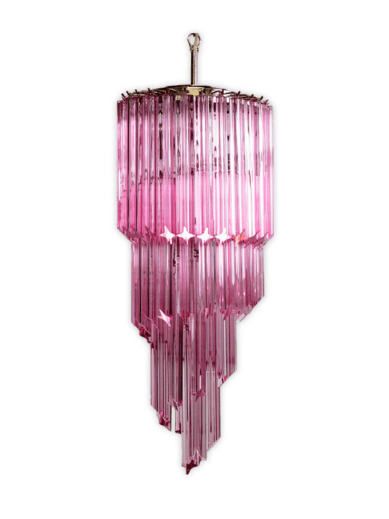 Murano ljuskrona - Spiral - 54 prismer - Rosa