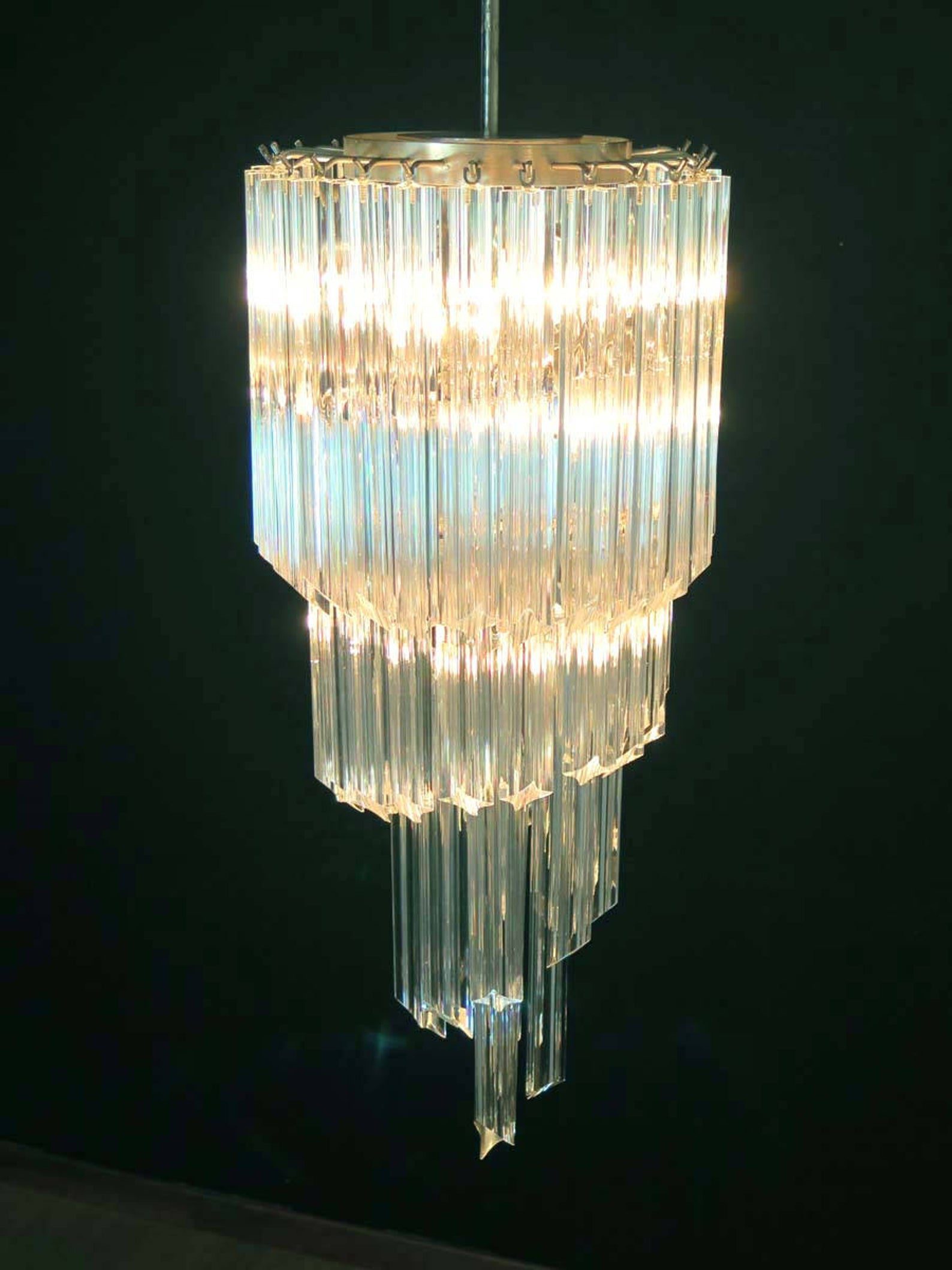 Murano ljuskrona - Spiral - 54 prismer - klar