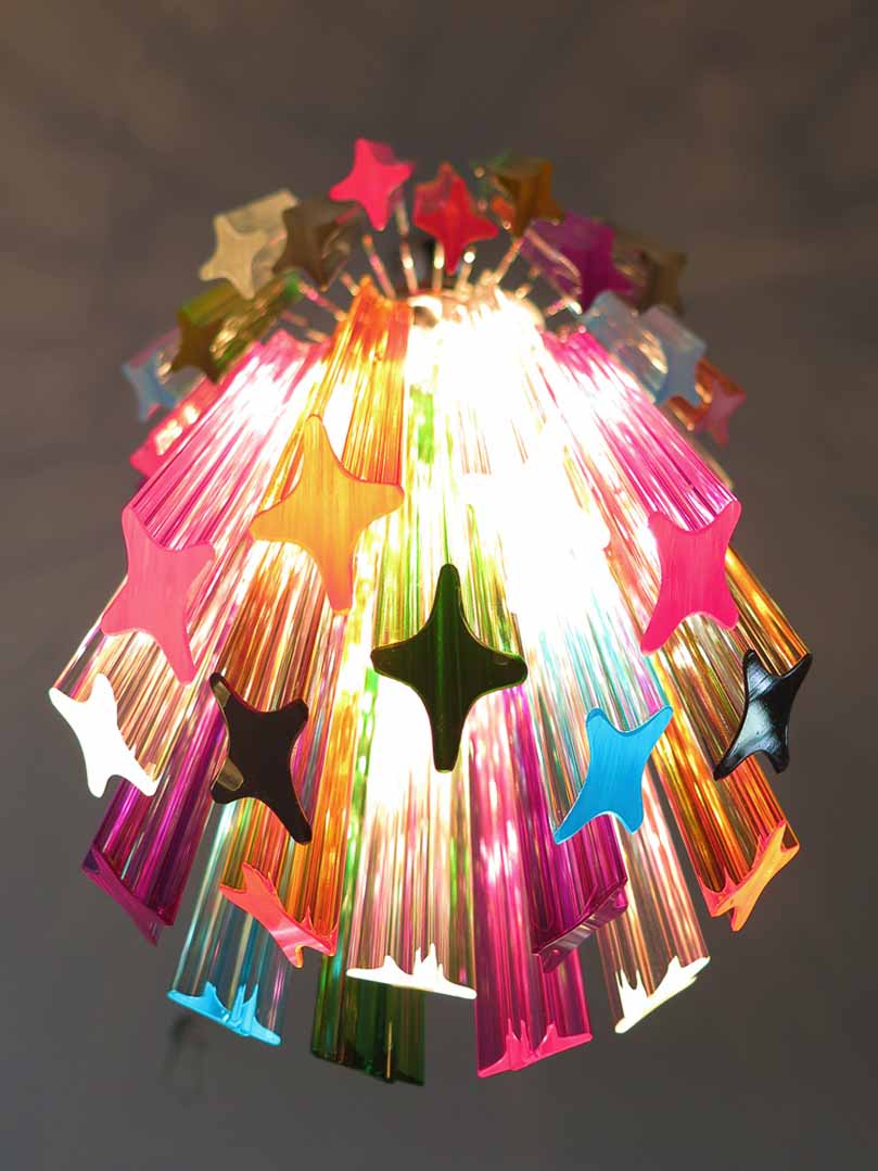 Muranoljuskrona - Quadriedri - 46 prismer - Flerfärgad