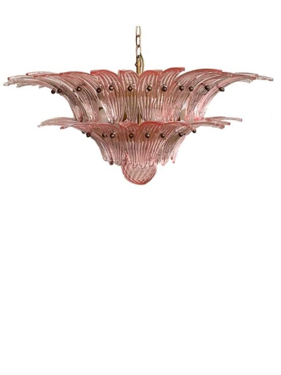 Murano ljuskrona – Palmett – 58 glas – Rosa