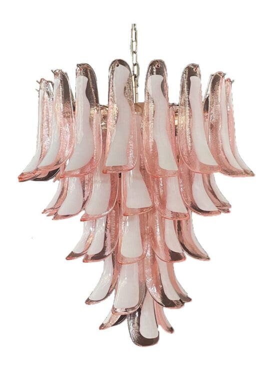Murano ljuskrona - 52 kronblad - Rosa