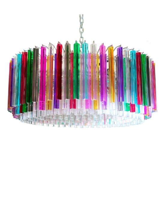 Murano ljuskrona - Triedri Rund - 391 prismor - Multi/Transparent