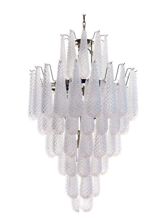 Murano ljuskrona – Droppe – 85 glas – klar