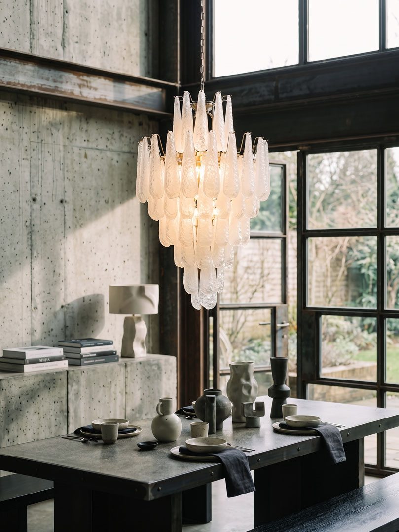 85 Murano petals drop hanging in a diningroom