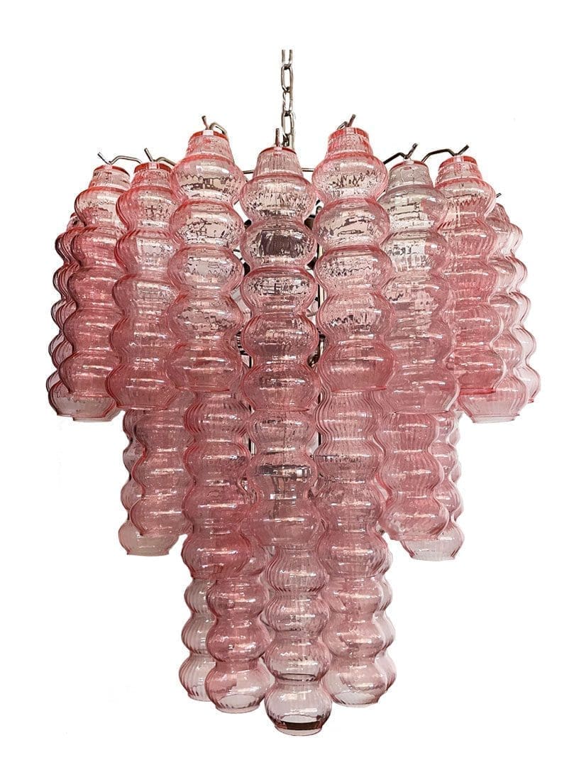 Murano ljuskrona – Curva – Rosa – 48 rör - Cherry Vintage Interior