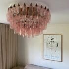 Murano chandelier plafond poliedri pink 84