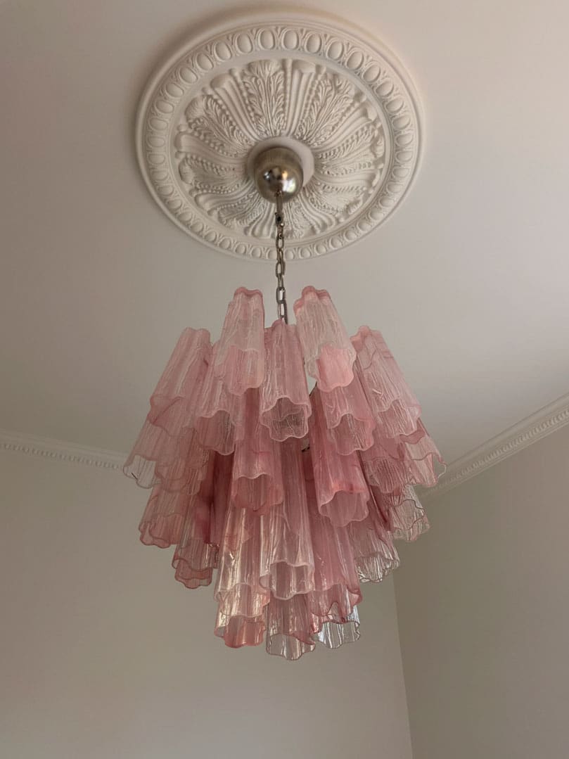 Murano ljuskrona - 36 rör - Alabaster Rosa Krom blank