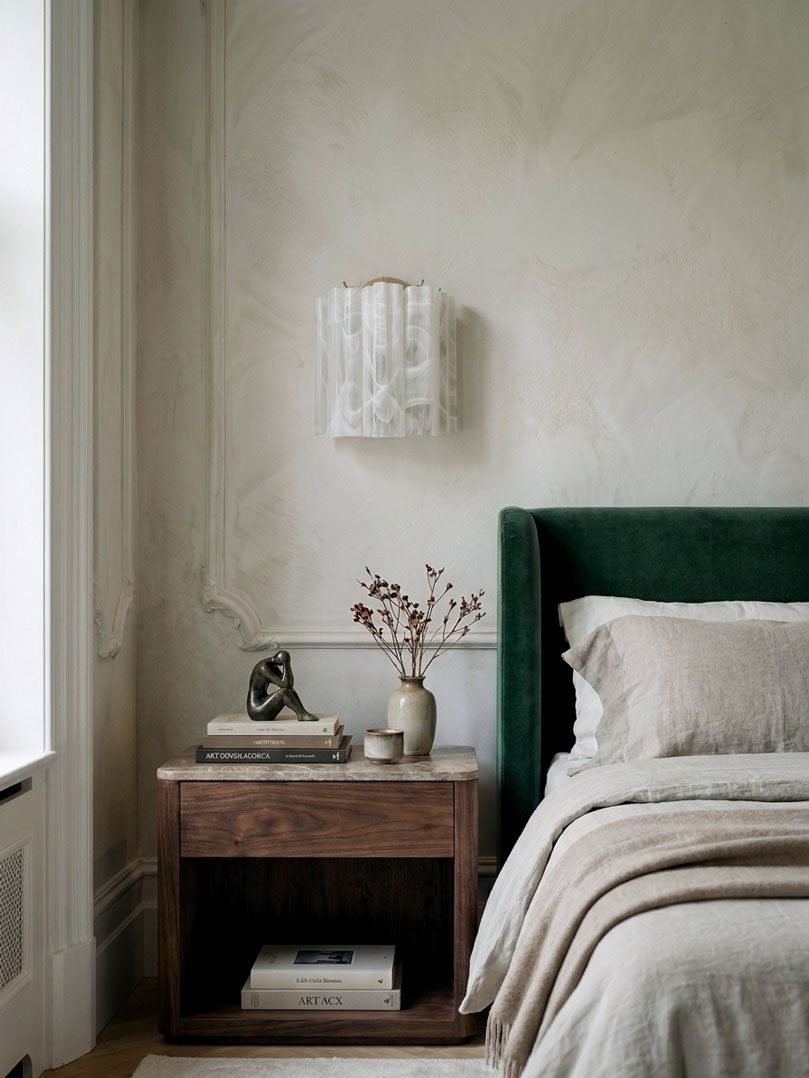 5 tube white alabaster hanging in bedroom