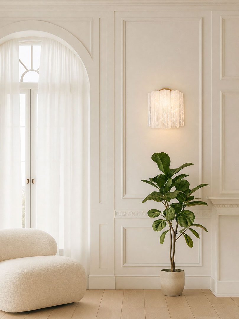 Murano - Vägglampa - 5 Rör - Vit alabaster