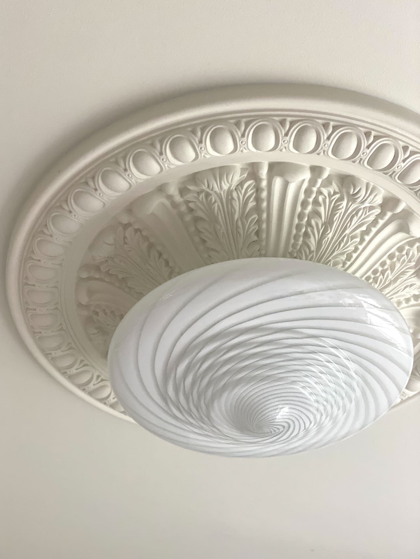 Vintage Murano-lampa - vit tak-/vägglampa - 40 cm