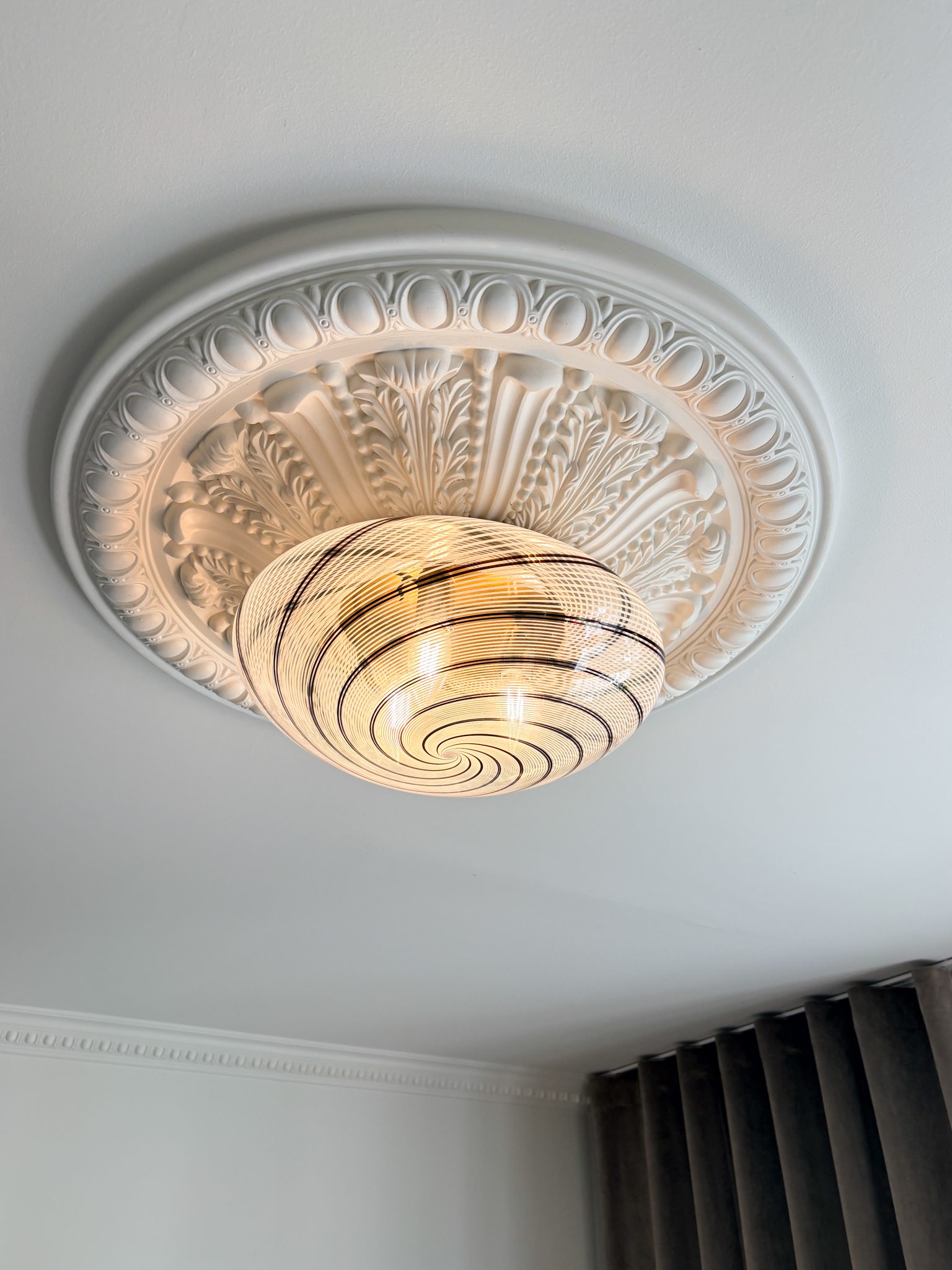 Vintage Murano Swirl Plafond Svart 39 cm